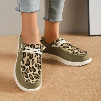 Jaunas Liela Izmēra Sieviešu Kurpes Modes Leopard Jauktas Krāsas Mīksta Vienīgais Ērti Gadījuma Audekla Kurpes Sieviešu Zapatos Mujer De